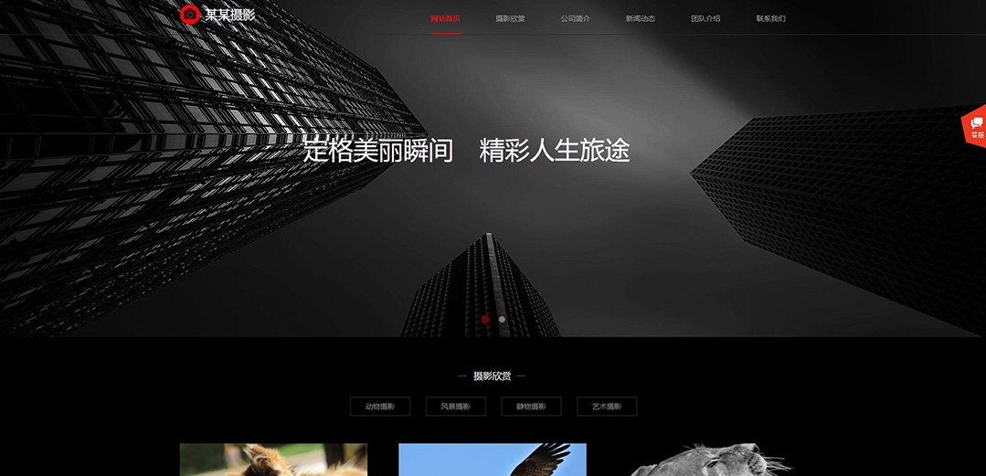 (帶手機版數(shù)據(jù)同步)自適應攝影沖印類紅色婚紗攝影網站模板